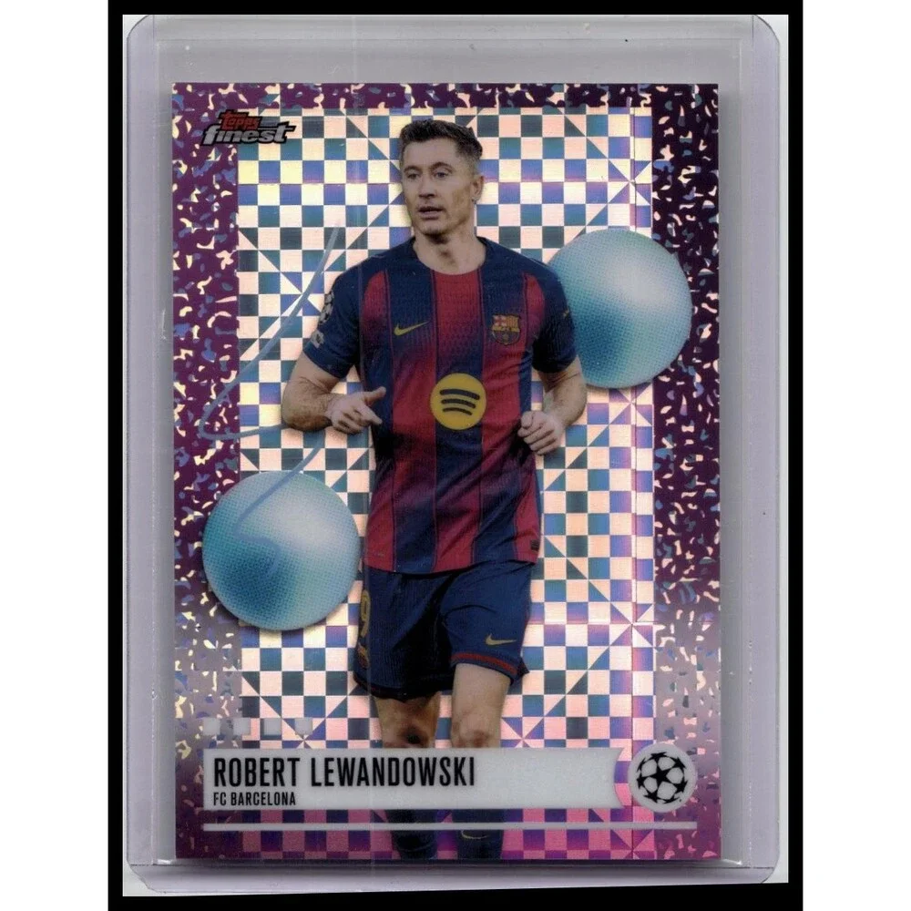 2025-26 Finest UEFA Robert Lewandowski Purple Checkerboard Refractor #/99 Barça